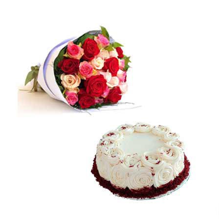 Roses & Red Velvet Cake