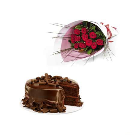 Red Roses & Chocolate Cake 
