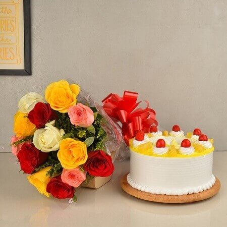 Mixed Rose & Pineapple Cake